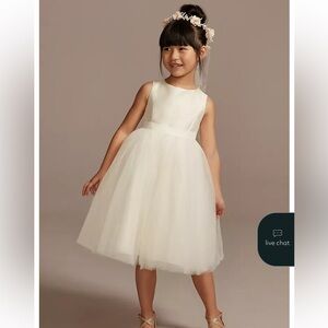 David's Bridal Ivory Satin Flower Girl Gown